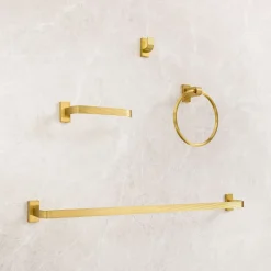 Reeded Bathroom Hardware - Antique Brass