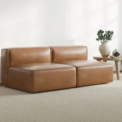 Remi Leather 2-Piece Armless Sofa (70")