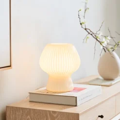Ribbed Glass Table Lamp (9"–18")