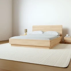 Rina Curved Oak Pedestal Bed