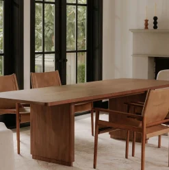 Rina Curved Oak Pedestal Dining Table (88", 104")
