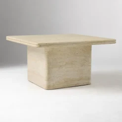 Royce Faux Travertine Square Pedestal Coffee Table (30")