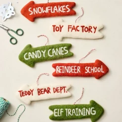 Santa's Village Sign Ornaments (Set of 6)