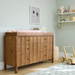 Scalloped 6-Drawer Wide Dresser with Removable Topper (56")