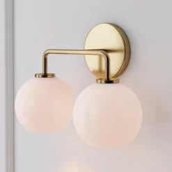 Sculptural 2-Light Globe Sconce - Milk