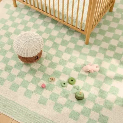 Soft Checkered Washable Shag Rug