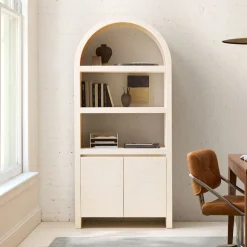 Solstice Painted Raffia Arched Bookcase (34")