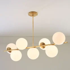 Sphere & Stem 7-Light Semi-Flush Mount - Milk
