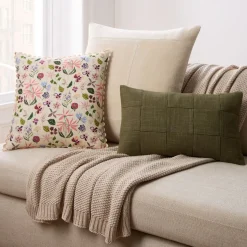 Spring Botanical Pastel Pillow Cover & Throw Set