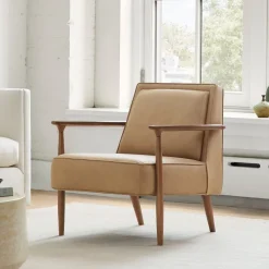 Strickland Leather Show Wood Chair