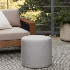 Sunbrella® Indoor/Outdoor Canvas Round Pouf