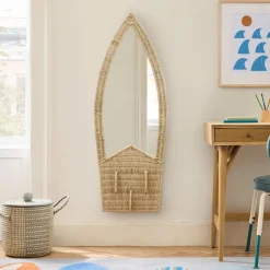 Surfboard Rattan Wall Mirror (18"W x 48"H)