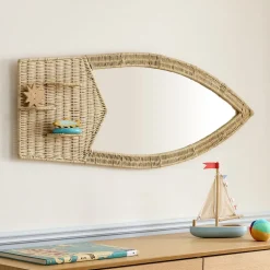 Surfboard Rattan Wall Mirror (18"W x 48"H)