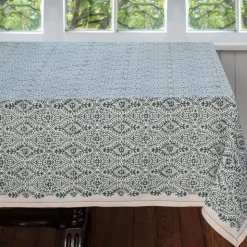 Sustainable Threads Artisan Block-Print Cotton Tablecloth