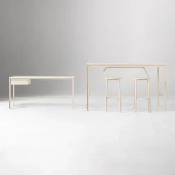 Tandem Worktable (72"), Desk (60") & Work Stool Set