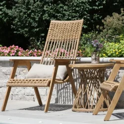 Teak & Wicker Outdoor Lounge Chair (Set of 2)