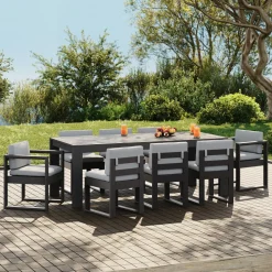 Telluride Aluminum Outdoor Extendable Dining Table (65"–80"), Side Dining Chairs & Arm Dining Chairs Set