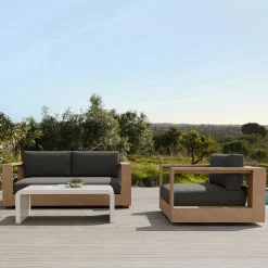 Telluride Outdoor Sofa (72"–92"), Swivel Chair & Syros Coffee Table (44") Set
