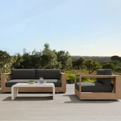 Telluride Outdoor Sofa (72"–92"), Swivel Chair & Syros Coffee Table (44") Set