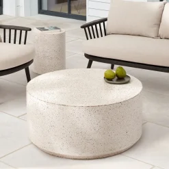 Terrazzo Drum Indoor/Outdoor Round Coffee Table (36")