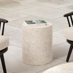 Terrazzo Drum Indoor/Outdoor Round Side Table (15")