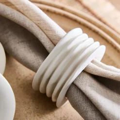Textural Ceramic Napkin Ring Sets