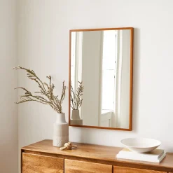 Thin Wood Rectangle Wall Mirror