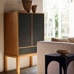 Tobin Cerused Leather Front Cabinet (34")