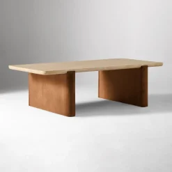 Travertine Solid Wood Coffee Table (48")