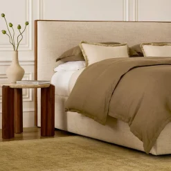 Travertine Solid Wood Side Table (23")