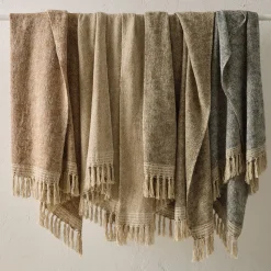 Two-Tone Chunky Linen Throw