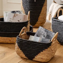 Two-Tone Woven Seagrass Baskets