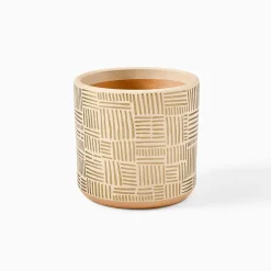 Ultralight Dreams Khari Hand-Painted Striped Mid-Century Planter