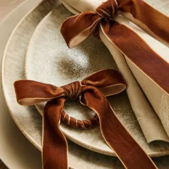 Velvet Bow Napkin Ring Sets
