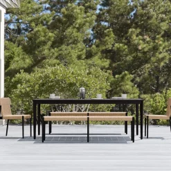 Ventura Aluminum Outdoor Dining Table (84"), Benches (66") & Dining Chairs Set