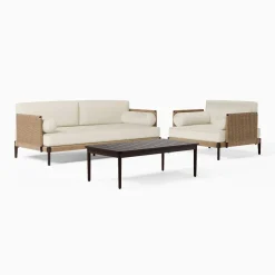 Ventura Aluminum Outdoor Sofa, Lounge Chair & Coffee Table Set