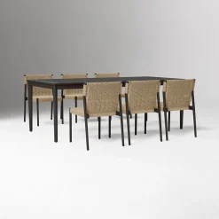 Ventura Aluminum Outdoor Dining Table (84") & Dining Chairs Set