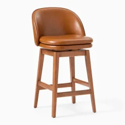 Wayne Leather Armless Swivel Bar & Counter Stools