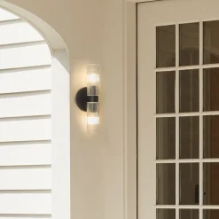 Weston Fluted Glass Double Short Indoor/Outdoor Sconce (16")