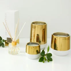 White & Gold Candle - Smoked Tonka