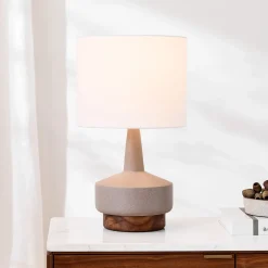 Wood & Ceramic Table Lamp (22")