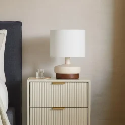 Wood & Ceramic Table Lamp (17")