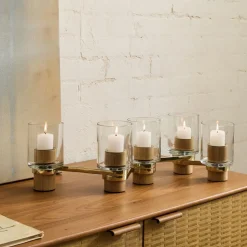 Wood & Metal Votive Centerpiece Holder