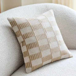 Woven Checker Jute Pillow Cover
