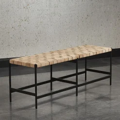 Woven Leather Bench