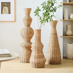 Woven Wicker Floor Vases