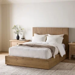 Zahra Reeded Oak Bed
